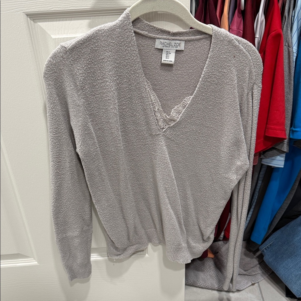 Rachel Zoe Light Gray V-Neck Sweater